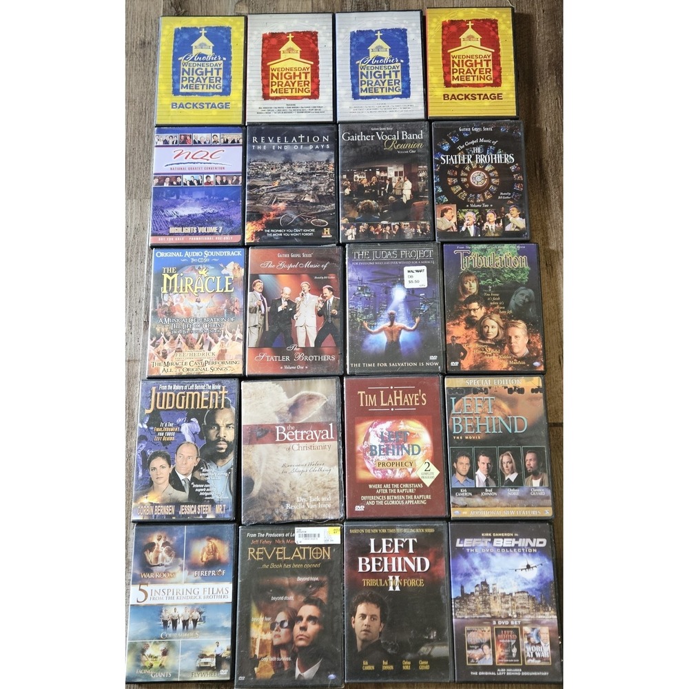 Huge Christian DVD Lot Left Behind Gaither Statler Brothers Prophecy Movies Mus